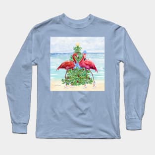 Coastal Christmas Flamingos A Long Sleeve T-Shirt